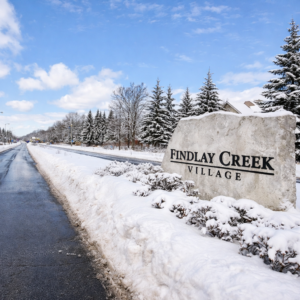 Snowy Sign of Findlay Creek Village