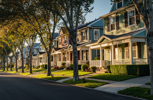 Row of housing in Toronto's Leslieville Neighbourhood.